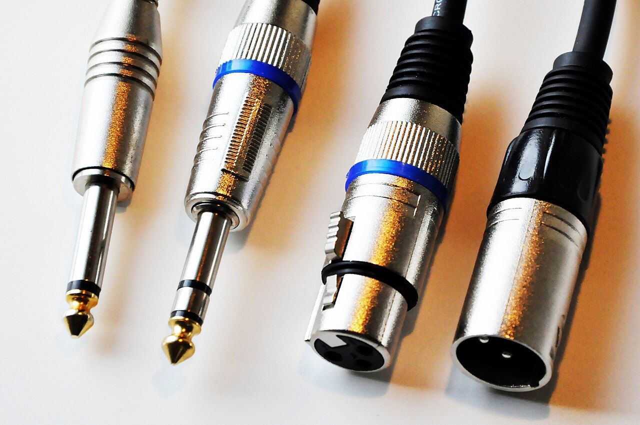Audio connectors including XLR and quarter-inch plugs