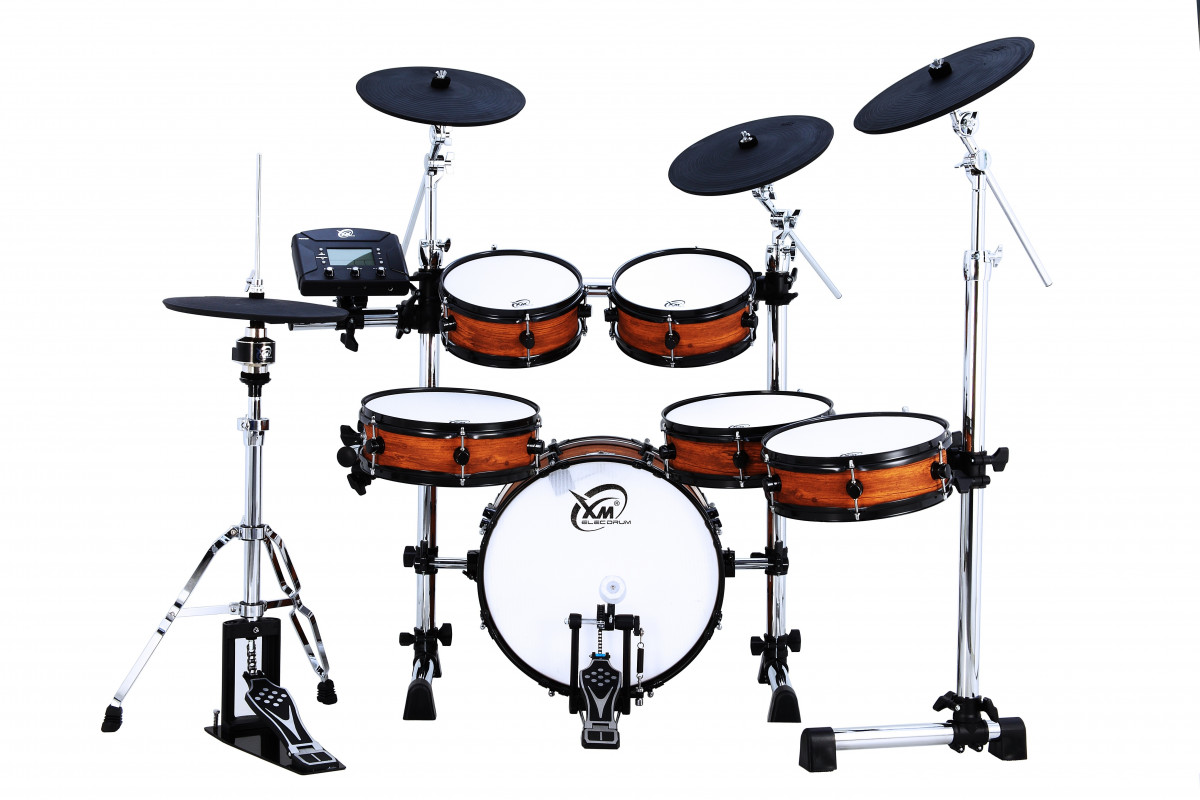 Electronic drum kit with pads and cymbals